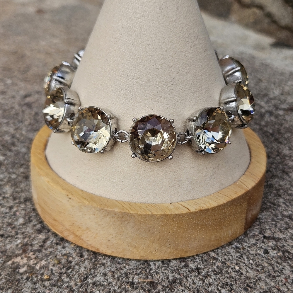 Chunky Silver and Gold Gem Women's Bracelet Jewelry Statement Sparkly